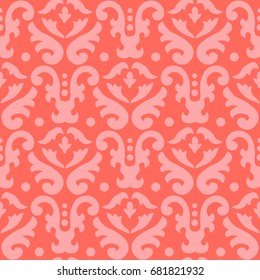 Seamless damask pattern, abstract seamless print, laser cutting pattern , screen print texture, vector  illustration in orange