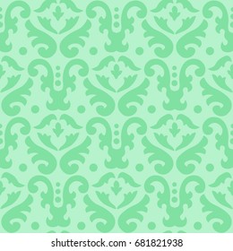 Seamless damask pattern, abstract seamless print, laser cutting pattern , screen print texture, vector  illustration in green