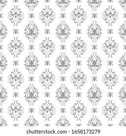 seamless Damask pattern background Decorative in White and Grey 
