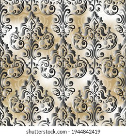 Seamless damask pattern for background or wallpaper design. Damask wallpaper. Seamless oriental pattern