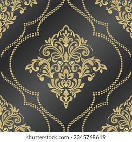 Seamless damask pattern for background or wallpaper design. Damask wallpaper. Seamless oriental pattern. Turkish, Indian, Islam, Arabic motif.