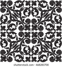 Seamless damask pattern background for wallpaper design in the style of Baroque.