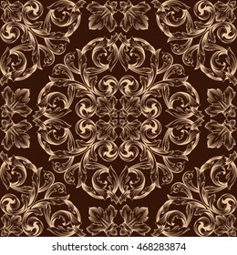 Seamless damask pattern background for wallpaper design in the style of Baroque.