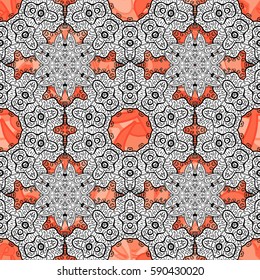 Seamless damask pattern background for wallpaper design in the style of Baroque. Golden pattern on background with white elements. Ornate vector decoration.