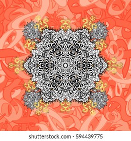 Seamless damask pattern background for wallpaper design in the style of Baroque. Gray pattern on pink background with gray elements. Ornate vector decoration.