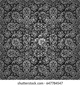 Seamless damask pattern background for wallpaper design in the style of Baroque. Gray pattern on gray background with gray elements. Ornate vector decoration.