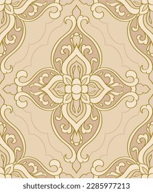 Seamless damask pattern. Beige oriental ornament. Background for wallpaper, textile, carpet and any surface. 