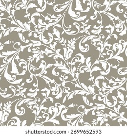 nahtloses Damast-Muster in Beige. Vintage-Ornament. Verwendung für Tapete, Druck auf dem Verpackungspapier, Textilien, Fliesen.