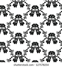 seamless damask pattern black and white
