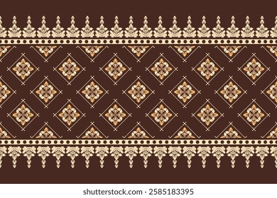 Seamless damask pattern in brown tones on a cream background. Traditional design for wallpaper, home decor, upholstery and textiles.