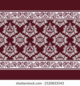Padrão de damasco sem costura com um design floral clássico.Padrões de bordados africanos, paisley, boho, ikat floral, desenhos florais étnicos, ikat sari, padrões ikat e padrões étnicos.