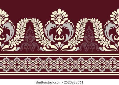 Seamless damask pattern with a classic floral design.African embroidery patterns, paisley, boho, floral ikat, ethnic floral designs, ikat sari, ikat patterns and ethnic patterns.