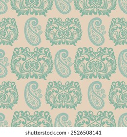 Nahtloses Damast-Muster mit einem klassischen floralen Design.Afrikanische Stickereimuster, Paisley, Boho, florale Ikat, ethnische Blumenmuster, Ikat sari, Ikat-Muster und ethnische Muster.