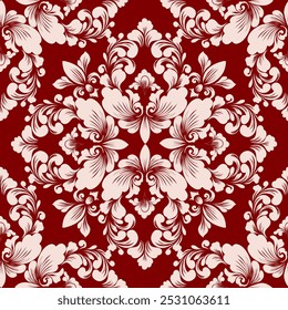 Padrão de damasco sem costura com um design floral clássico.Padrões de bordados africanos, paisley, boho, ikat floral, desenhos florais étnicos, ikat sari, padrões ikat e padrões étnicos.