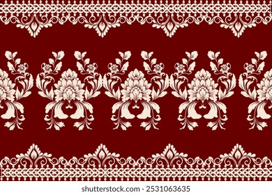 Padrão de damasco sem costura com um design floral clássico.Padrões de bordados africanos, paisley, boho, ikat floral, desenhos florais étnicos, ikat sari, padrões ikat e padrões étnicos.