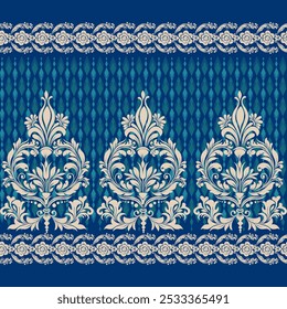 Seamless damask pattern with a classic floral design.African embroidery patterns, paisley, boho, floral ikat, ethnic floral designs, ikat sari, ikat patterns and ethnic patterns.