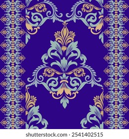 Seamless damask pattern with a classic floral design.African embroidery patterns, paisley, boho, floral ikat, ethnic floral designs, ikat sari, ikat patterns and ethnic patterns.