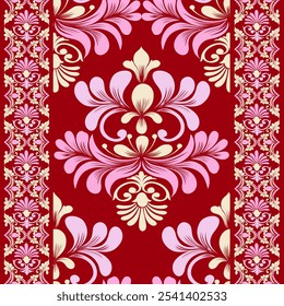 Padrão de damasco sem costura com um design floral clássico.Padrões de bordados africanos, paisley, boho, ikat floral, desenhos florais étnicos, ikat sari, padrões ikat e padrões étnicos.