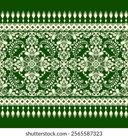 Seamless damask pattern with a classic floral design.African embroidery patterns, paisley, boho, floral ikat, ethnic floral designs, ikat sari, ikat patterns and ethnic patterns.