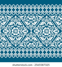 Seamless damask pattern with a classic floral design.African embroidery patterns, paisley, boho, floral ikat, ethnic floral designs, ikat sari, ikat patterns and ethnic patterns.