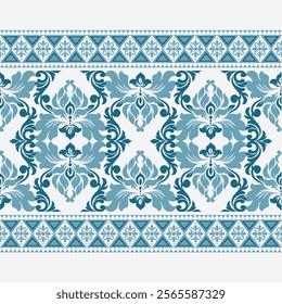 Seamless damask pattern with a classic floral design.African embroidery patterns, paisley, boho, floral ikat, ethnic floral designs, ikat sari, ikat patterns and ethnic patterns.