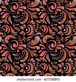 Seamless damask pattern, classic wallpaper, background. Ornamental border. Vector seamless pattern.