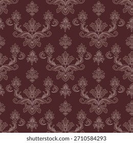 · Coleção de padrão de damasco sem costura em tons de rosa vintage e empoeirado.
· Conjunto de papel de parede floral barroco elegante. Fundo Vintage luxuoso.
· Telha ornamental Maroon e Beige Damask. Estilo renascentista