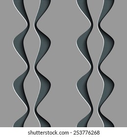 Seamless Damask Pattern. Curved Shapes Background. Gray Regular Texture
