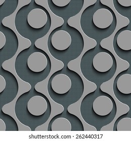 Seamless Damask Pattern. Curved Shapes Background. Gray Regular Texture