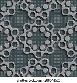 Seamless Damask Pattern. Curved Shapes Background. Gray Regular Texture