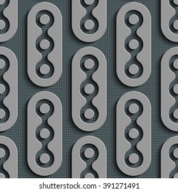 Seamless Damask Pattern. Curved Shapes Background. Gray Regular Texture