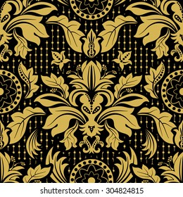 Seamless damask pattern. Dark background