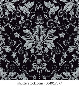 Seamless damask pattern. Dark background