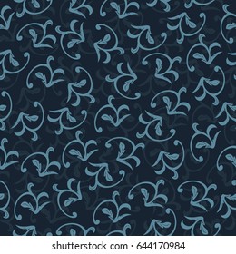 seamless damask pattern in dark blue. Vintage ornament. background for wallpaper, printing on the packaging paper, textiles, tile.