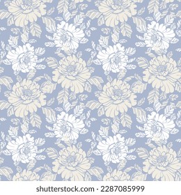 Seamless damask pattern, delicate flowers on a light background. Pastel colors. Background, print, textile, vector