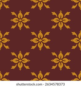 Seamless Damask Pattern in Elegant Dark Brown and Gold for Luxury Design