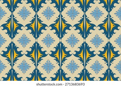 Patrón de damasco sin costuras con elegantes motivos florales ornamentales. Fondo de lujo clásico inspirado en el diseño textil tradicional, perfecto para el Fondo de pantalla, la tela, la decoración de interiores, el embalaje y el surf