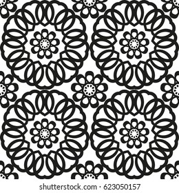 Seamless damask pattern of elegant twisted woven elements. Wallpaper in retro style. Elegant pattern in the Baroque style for creating wallpaper and textile products.