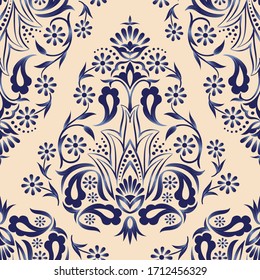 seamless damask  pattern element on background
