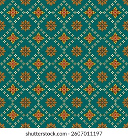 seamless damask pattern Fabric pattern wallpaper green Gold color 