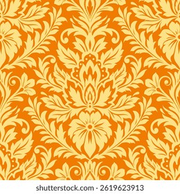 padrão de damasco sem costura com elementos florais barrocos. Projeto vintage repetitivo para papéis de parede, tecido, têxtil, estofamento, cortinas, chinelos, persianas, embalagem, roupa de cama