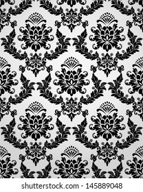  Seamless damask pattern. Flower vector background.