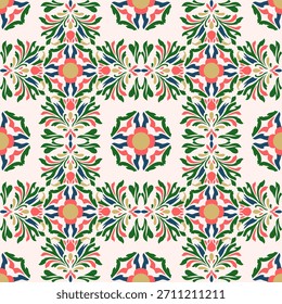 Padrão De Damasco Sem Costura. Padrão de flor uniforme. Vintage fundo padrão floral étnico. Elegante boho têxtil, papel de parede, e design de impressão de tecido, piso ladrilhado, papel de embrulho