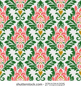 Nahtloses Damaskmuster. Nahtloses Blumenmuster. Vintage ethnische florale Muster Hintergrund. Elegante Boho Textil, Tapete, und Stoffdruck-Design, Fliesenboden, Umhüllungspapier