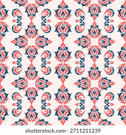 Nahtloses Damaskmuster. Nahtloses Blumenmuster. Vintage ethnische florale Muster Hintergrund. Elegante Boho Textil, Tapete, und Stoffdruck-Design, Fliesenboden, Umhüllungspapier