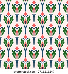 Patrón de Damasco sin costuras. Patrón de flores sin fisuras. Fondo de patrón floral étnico de Antiguas. Elegante boho textil, Fondo de pantalla, y diseño de impresión de tela, suelo de baldosas, papel de embalaje