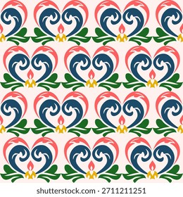 Padrão De Damasco Sem Costura. Padrão de flor uniforme. Vintage fundo padrão floral étnico. Elegante boho têxtil, papel de parede, e design de impressão de tecido, piso ladrilhado, papel de embrulho