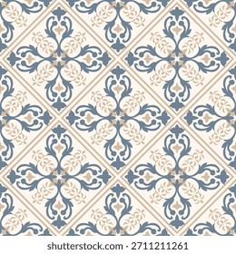 Seamless Damask Pattern. Seamless Flower pattern. Vintage ethnic floral pattern background. Elegant boho textile, wallpaper, and fabric print design, Tiled floor, Wrapping paper