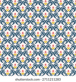 Padrão De Damasco Sem Costura. Padrão de flor uniforme. Vintage fundo padrão floral étnico. Elegante boho têxtil, papel de parede, e design de impressão de tecido, piso ladrilhado, papel de embrulho