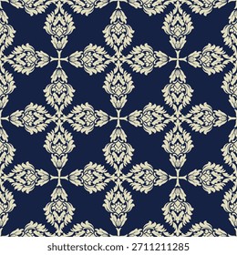 Seamless Damask Pattern. Seamless Flower pattern. Vintage ethnic floral pattern background. Elegant boho textile, wallpaper, and fabric print design, Tiled floor, Wrapping paper